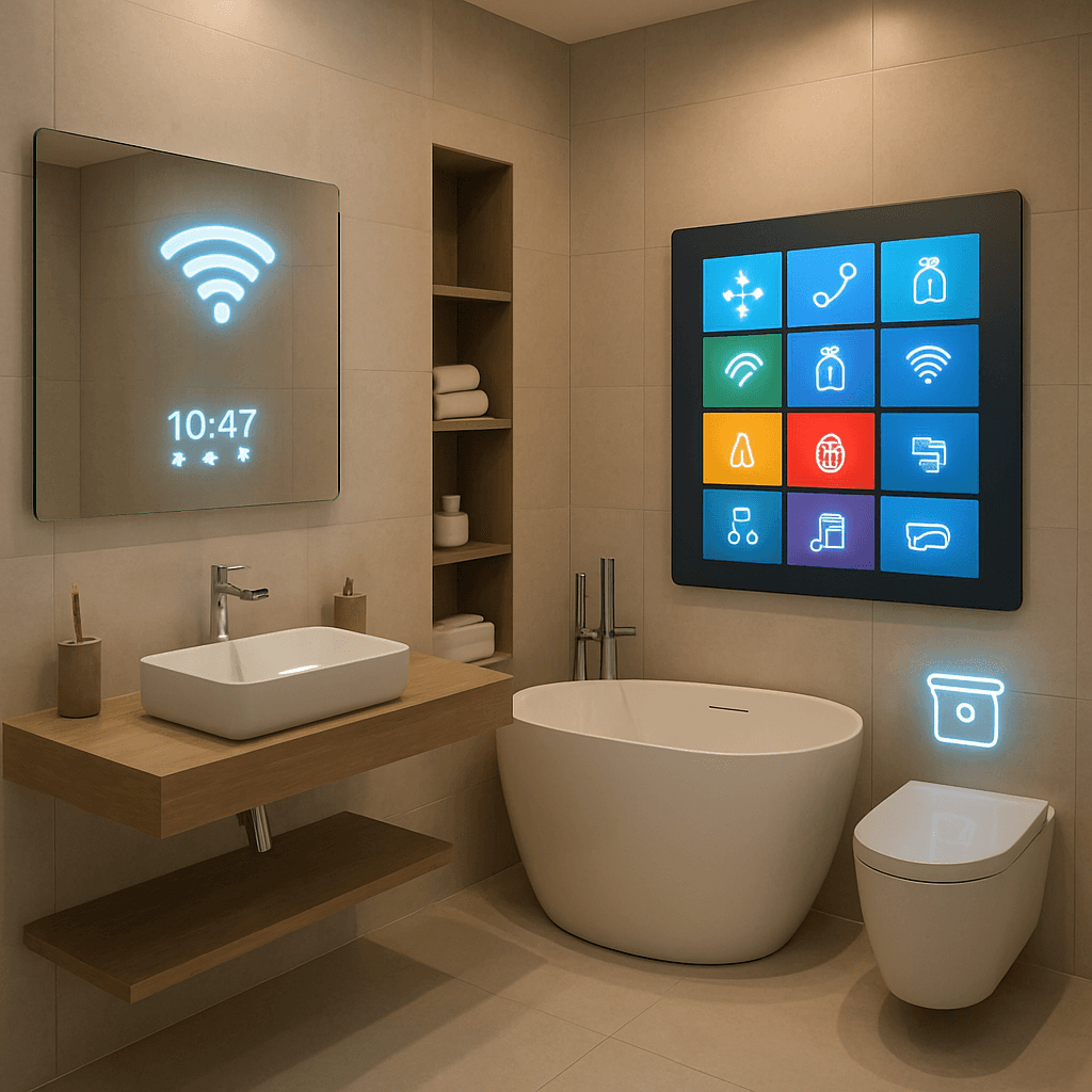 Smart technology integration in a modern bathroom