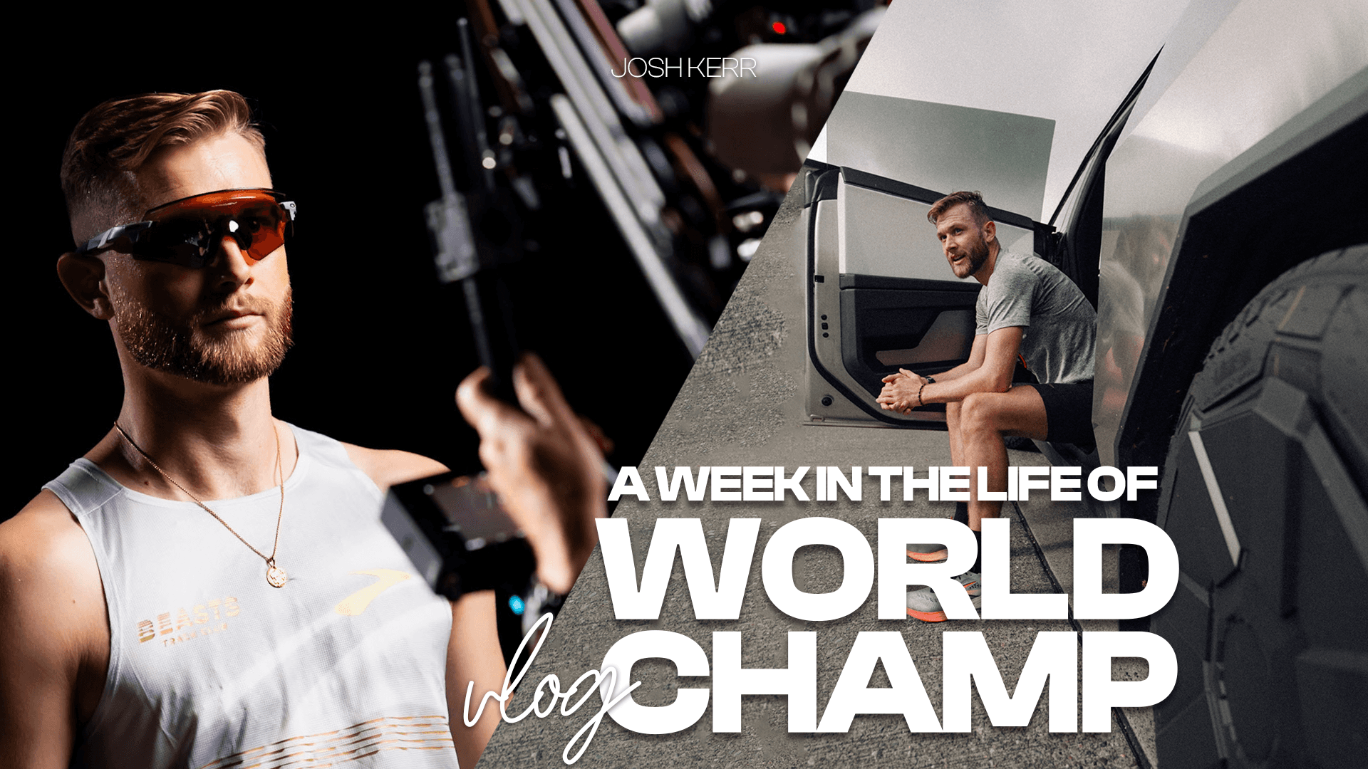 Three models standing in a wheat field, wearing beige suits.