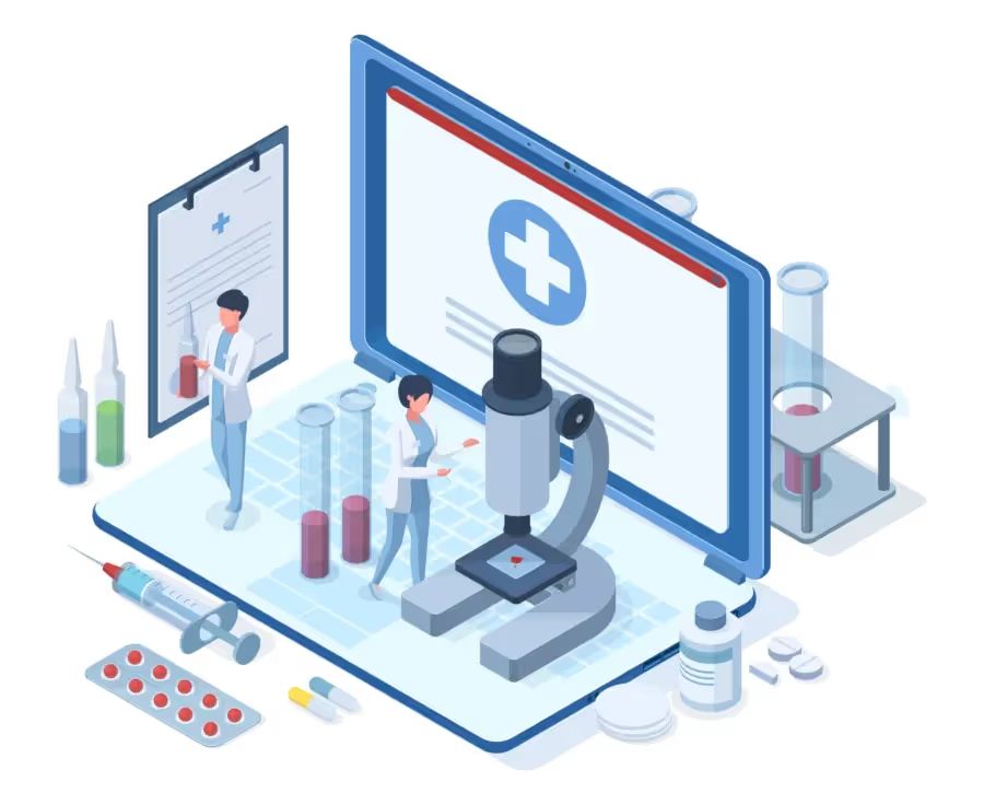 AI-assisted medical diagnostics concept showing machine learning analyzing X-rays and MRI scans for accurate healthcare outcomes.