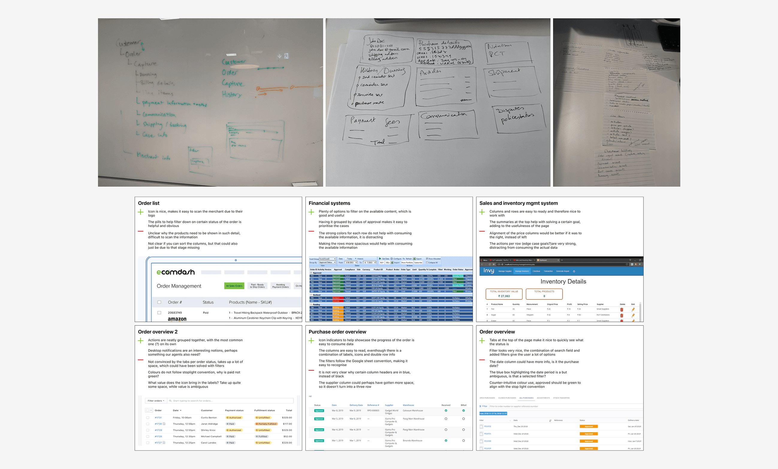 Early sketches and competitive benchmarking