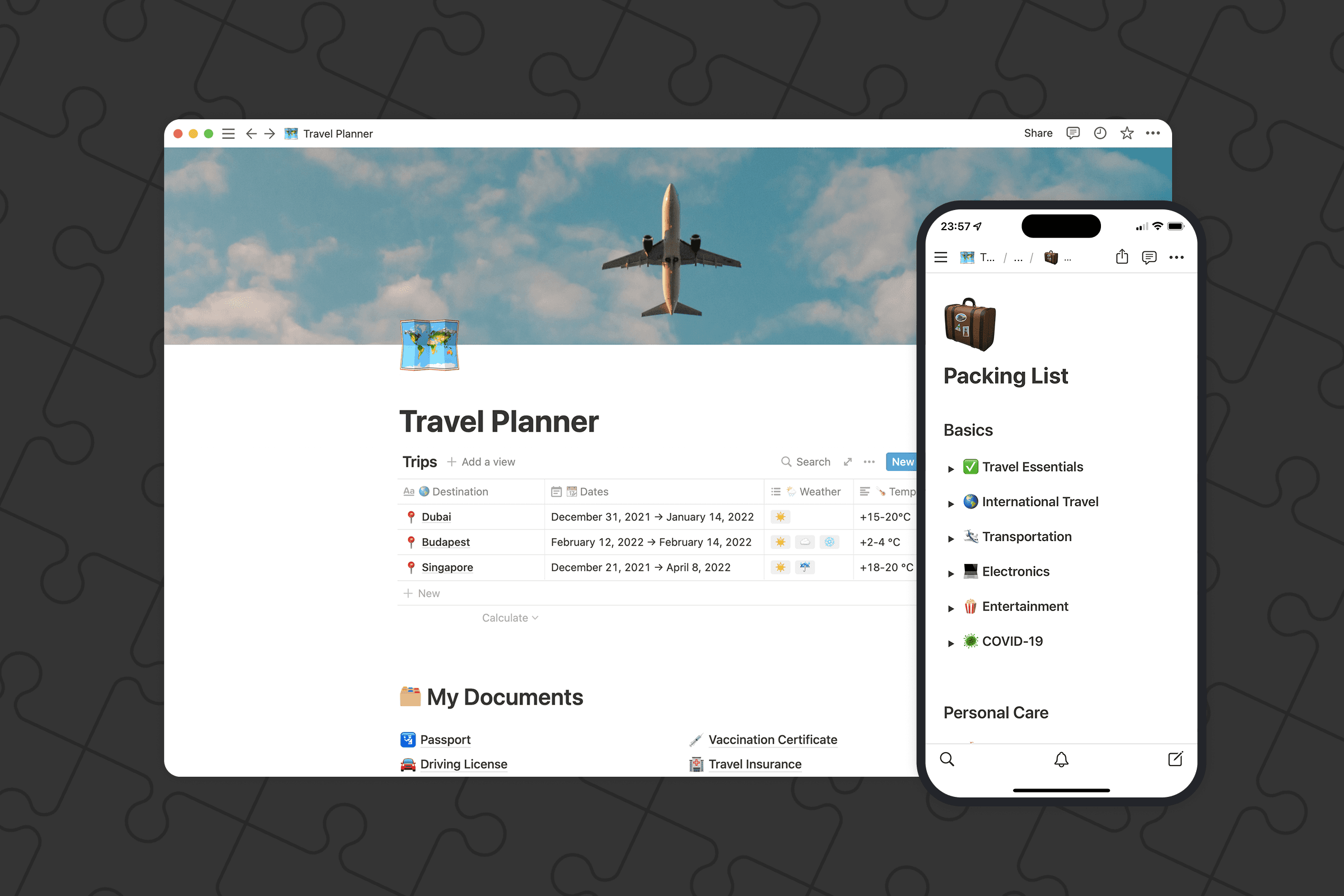 Desktop and mobile travel planner