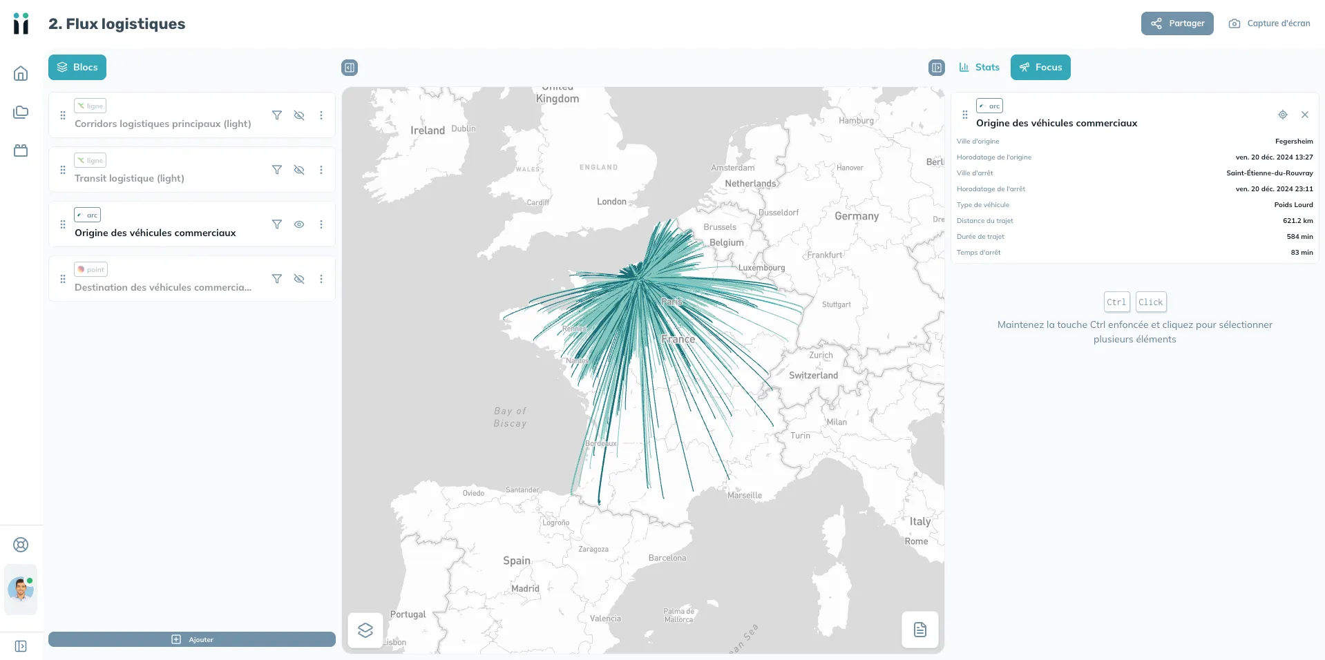 visualisation des arrêts des véhicules commerciaux