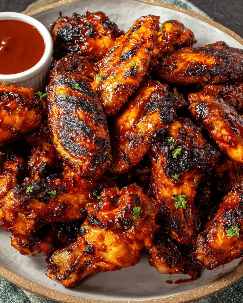 BBQ Chicken Wings from Pasta 9 Toronto coated in a sweet and smoky barbecue sauce for classic rich flavor.