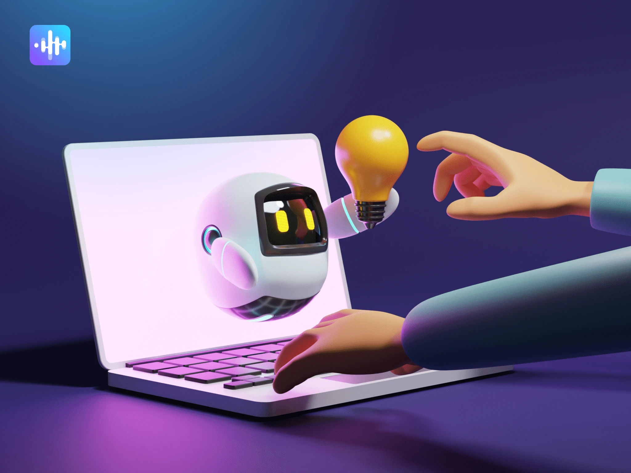 A 3d illustration of a robot giving support to a user