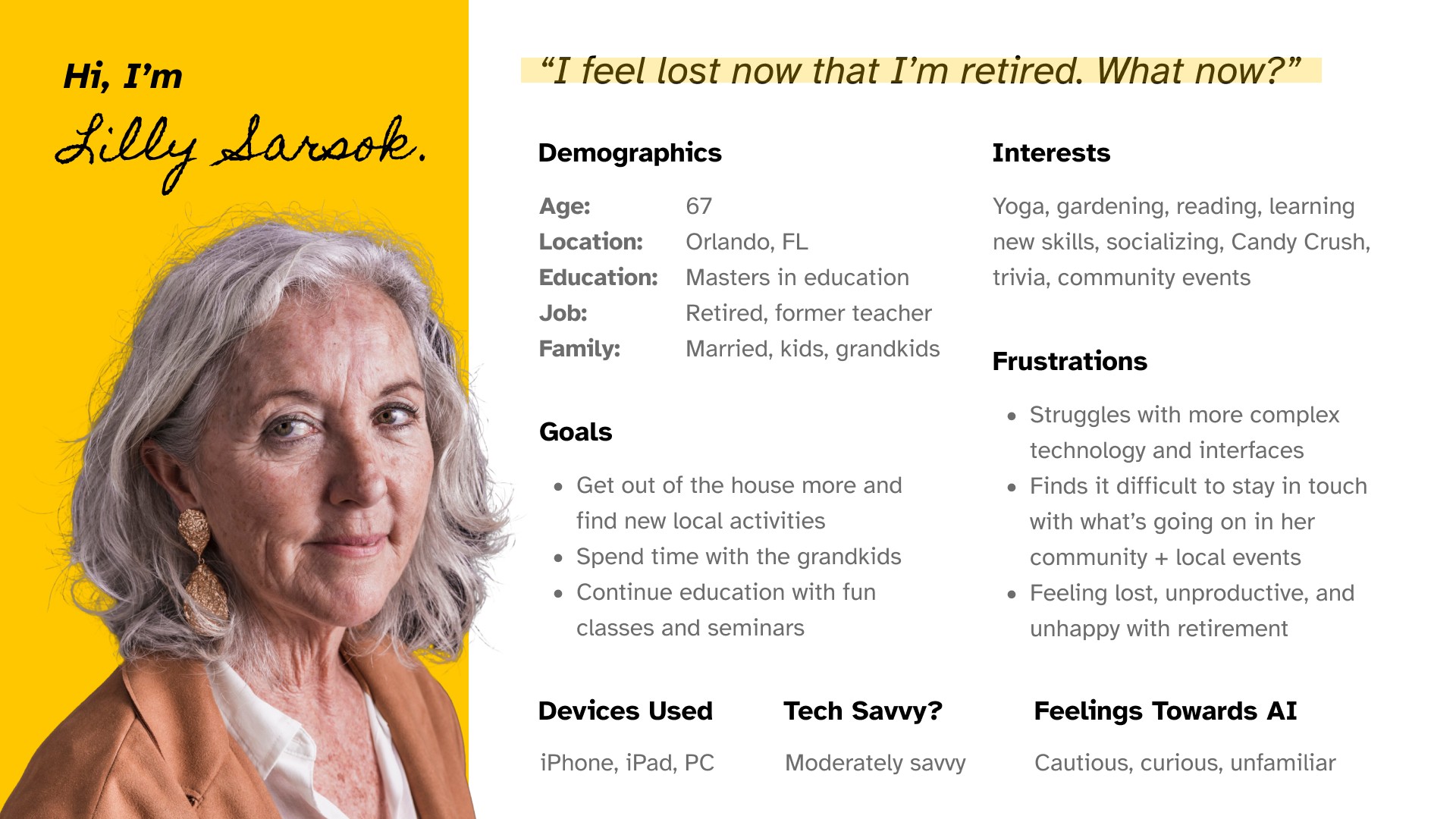 Our user persona, Lilly Sarsok