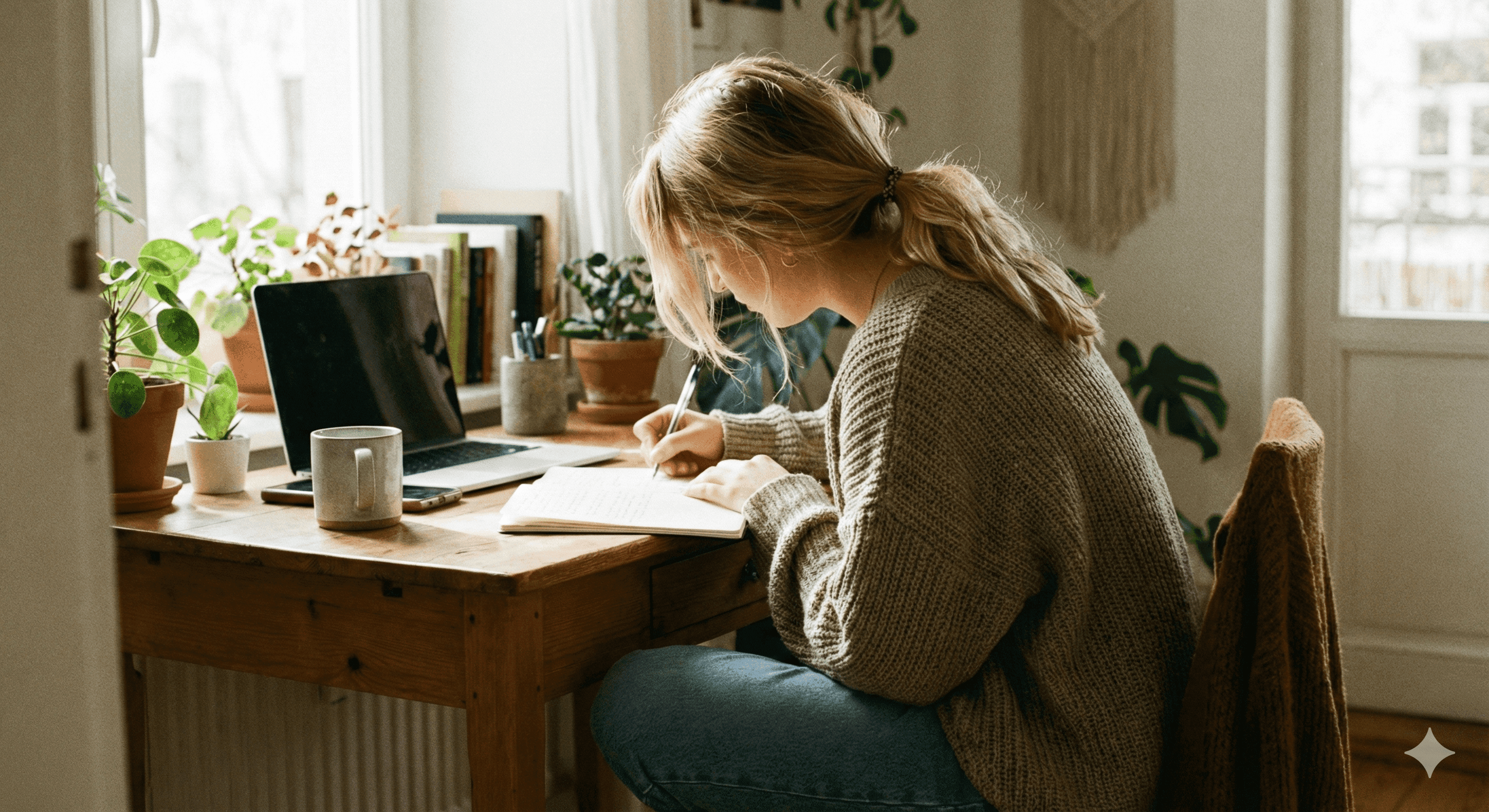 Cristina escribiendo copy para NocodePM