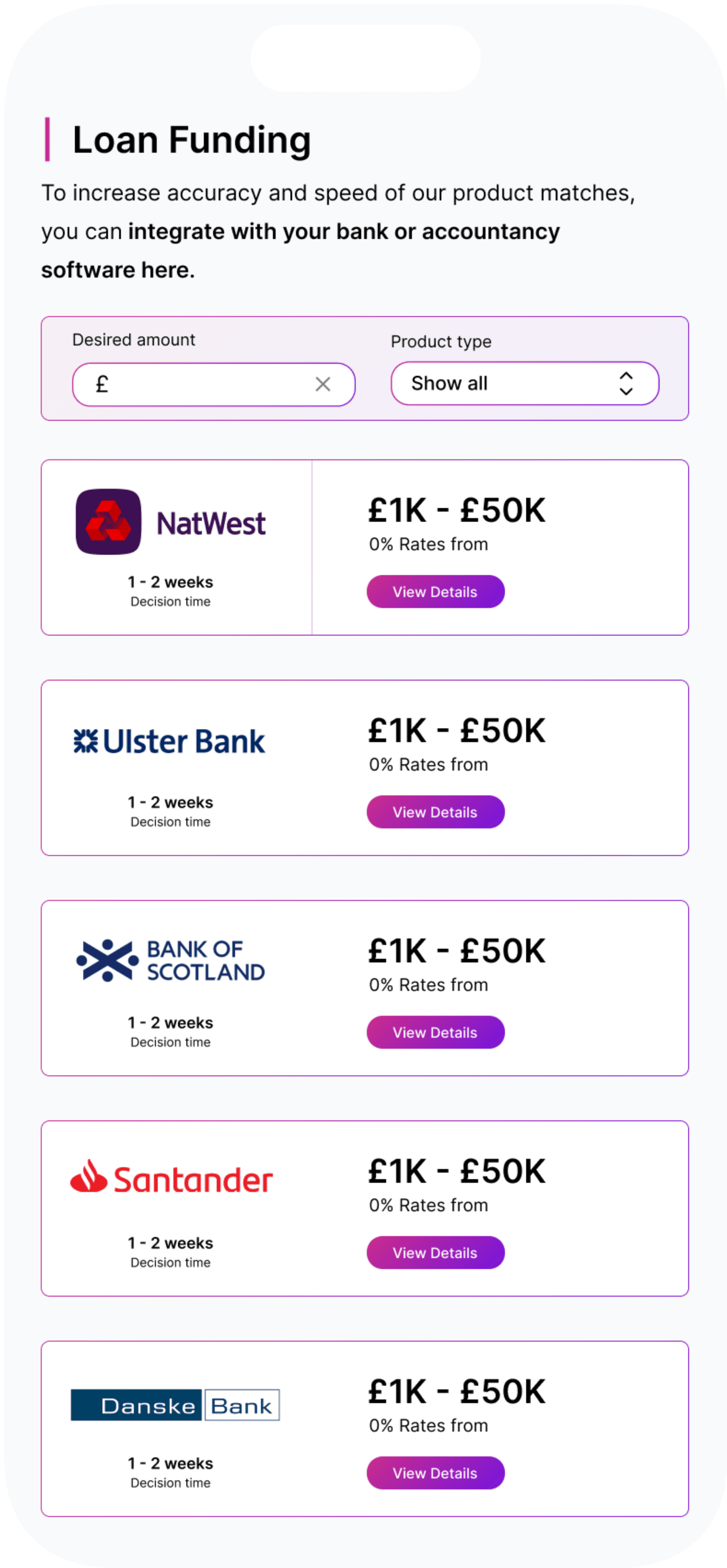 Loan funding options