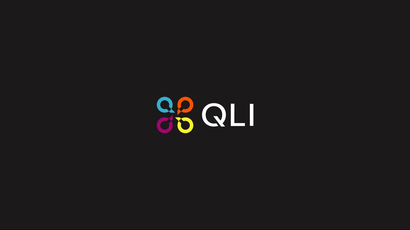QLI mark in cyan, orange, magenta and yellow on near-black