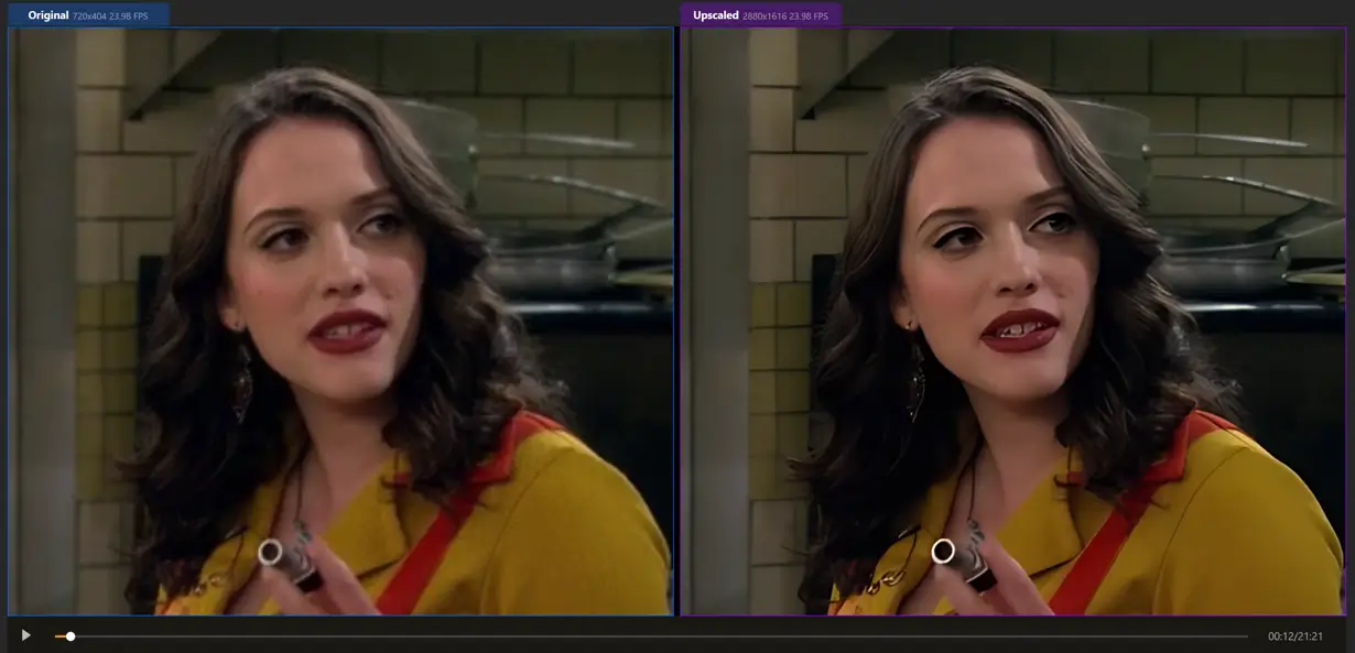 upscale 2 Broke Girls by nero ai video upscaler