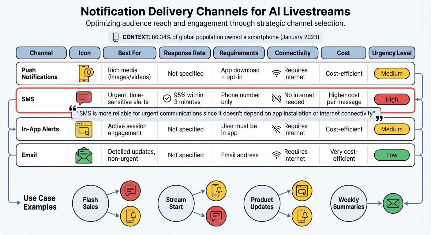 Notification Delivery Channels Comparison for AI Livestreams