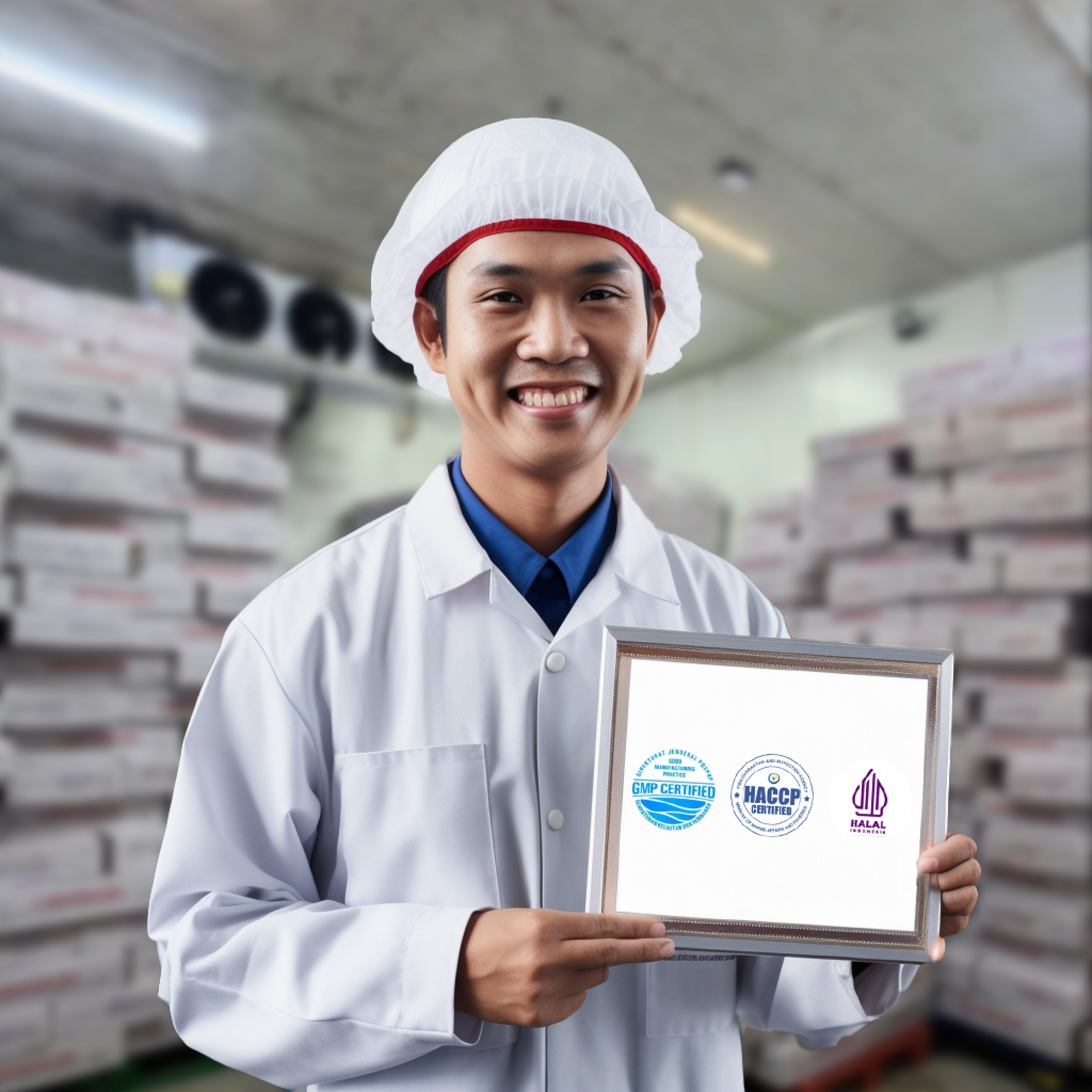 Surimi quality control employee