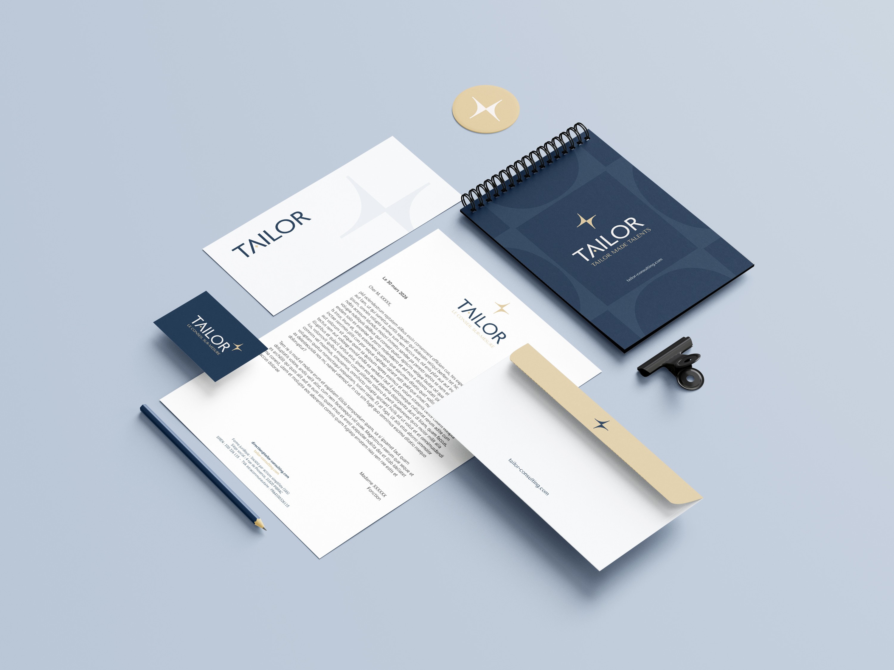 Ensemble de papterie pour cabinet de consulting Tailor