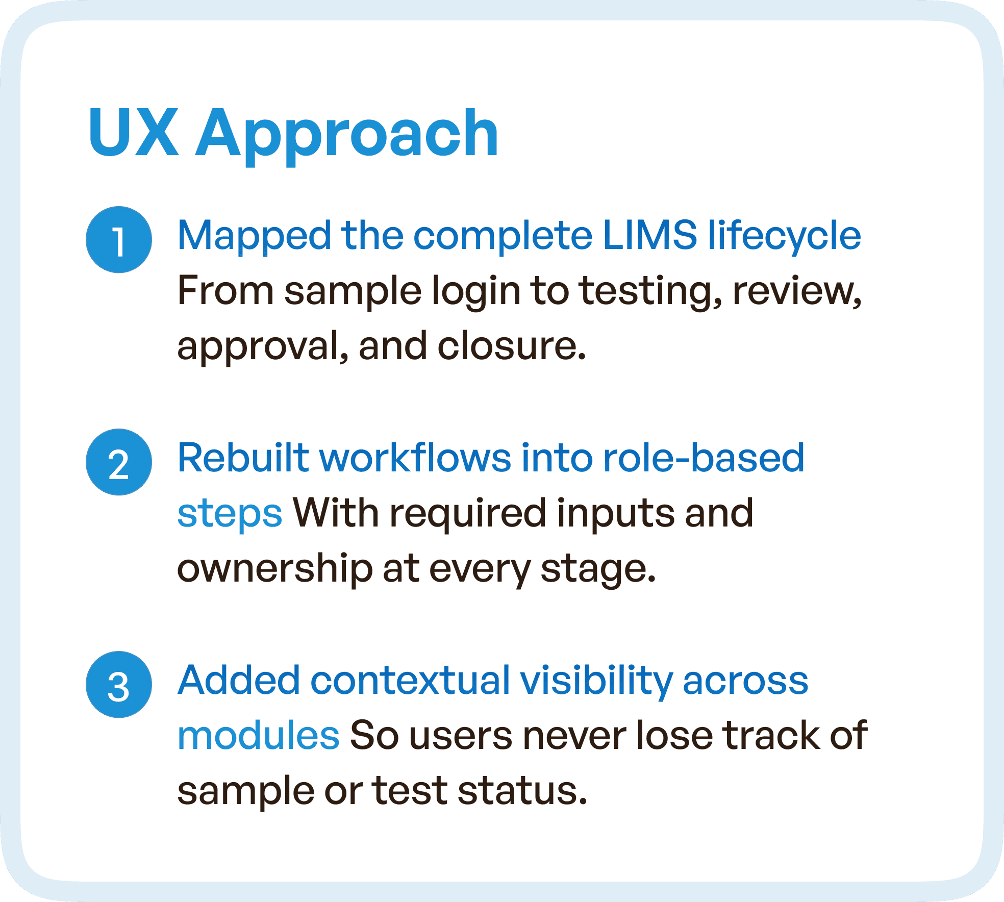 UX Approach defiend in points