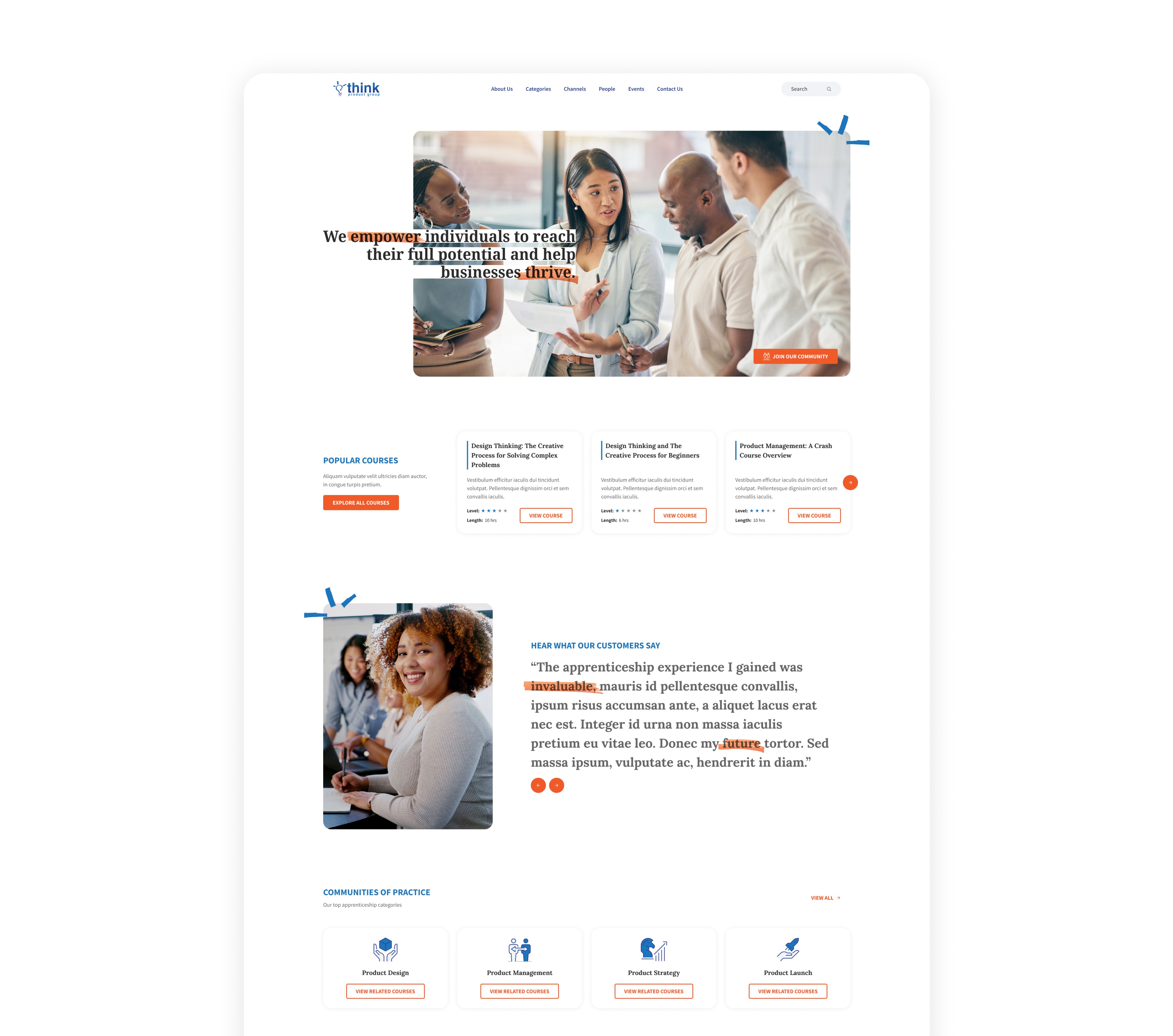 Top of website design for TPG