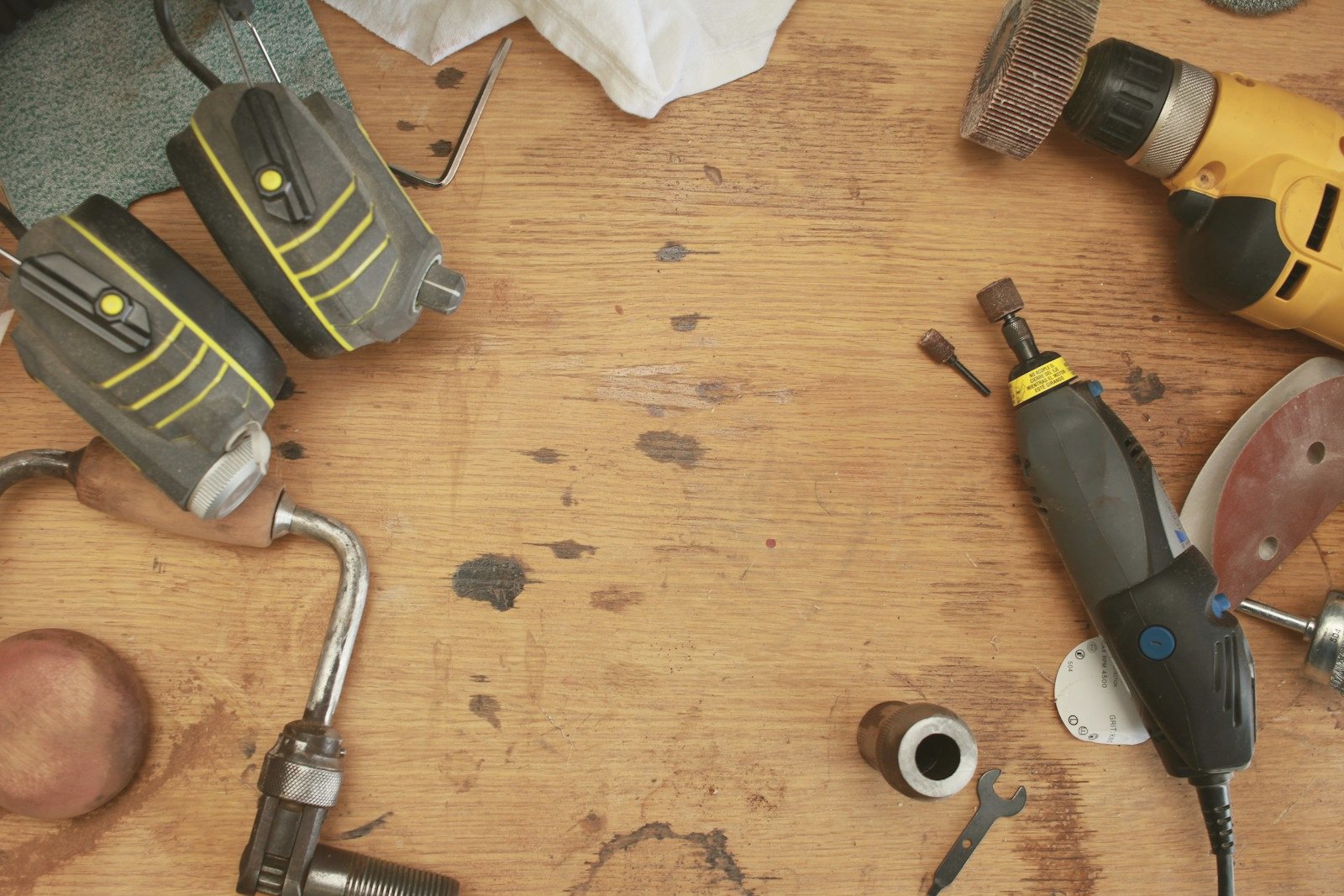 Tools laid out on a workbench