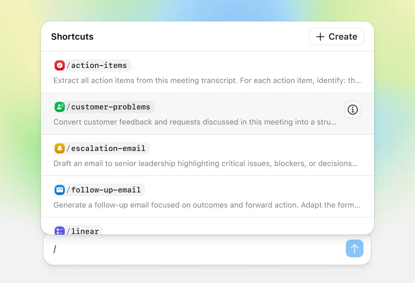 Radiant AI app suggesting next steps and instant actions beyond note-taking.