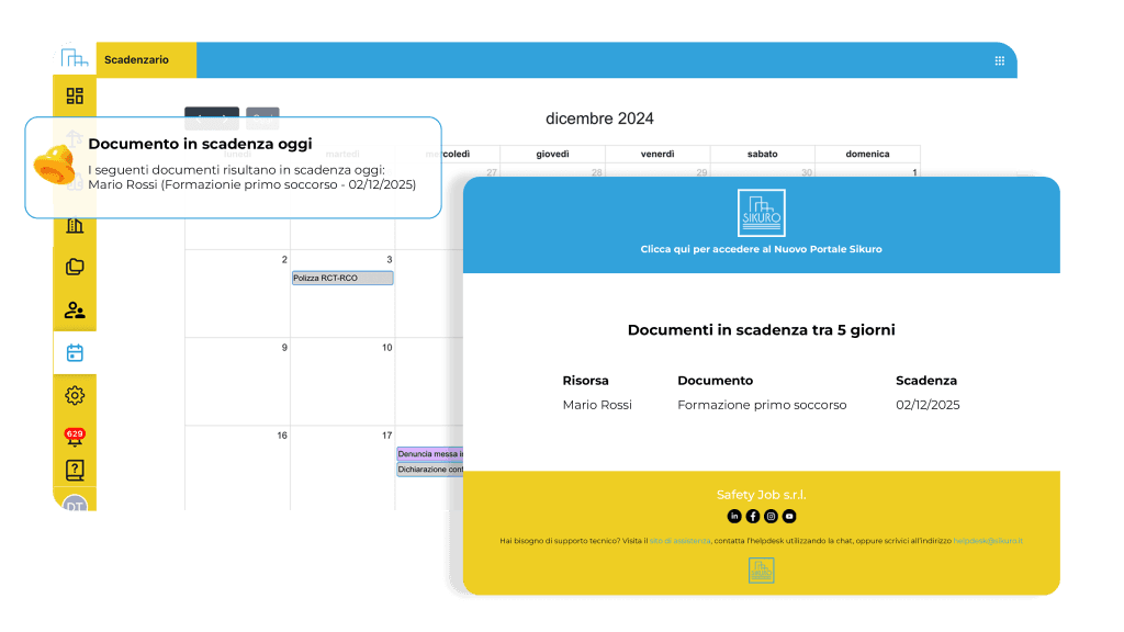 schermata notifiche software per la gestione dei documenti