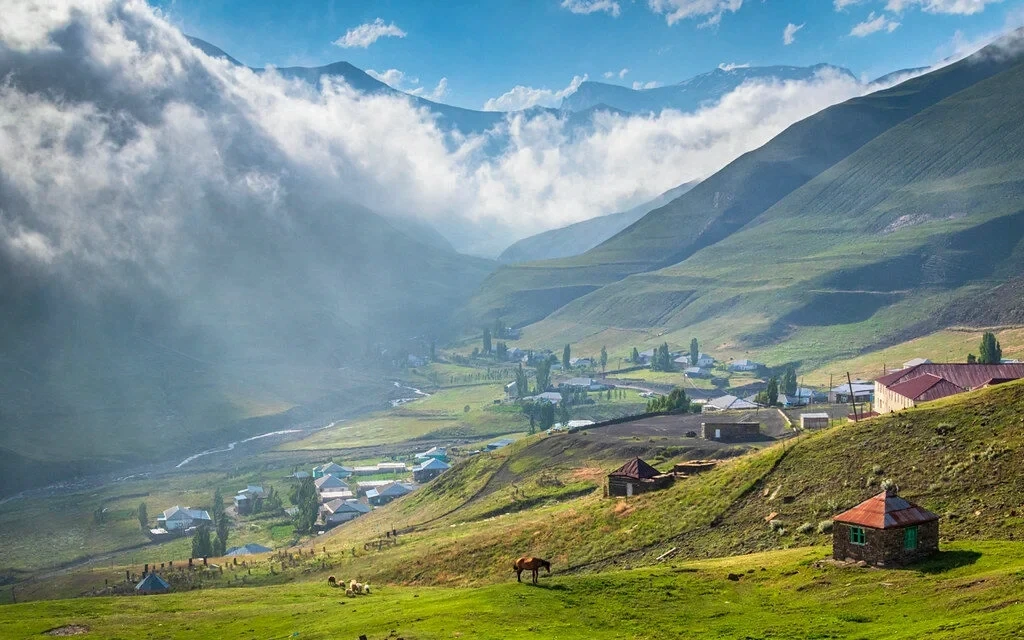 Mountain village landscape in Azerbaijan