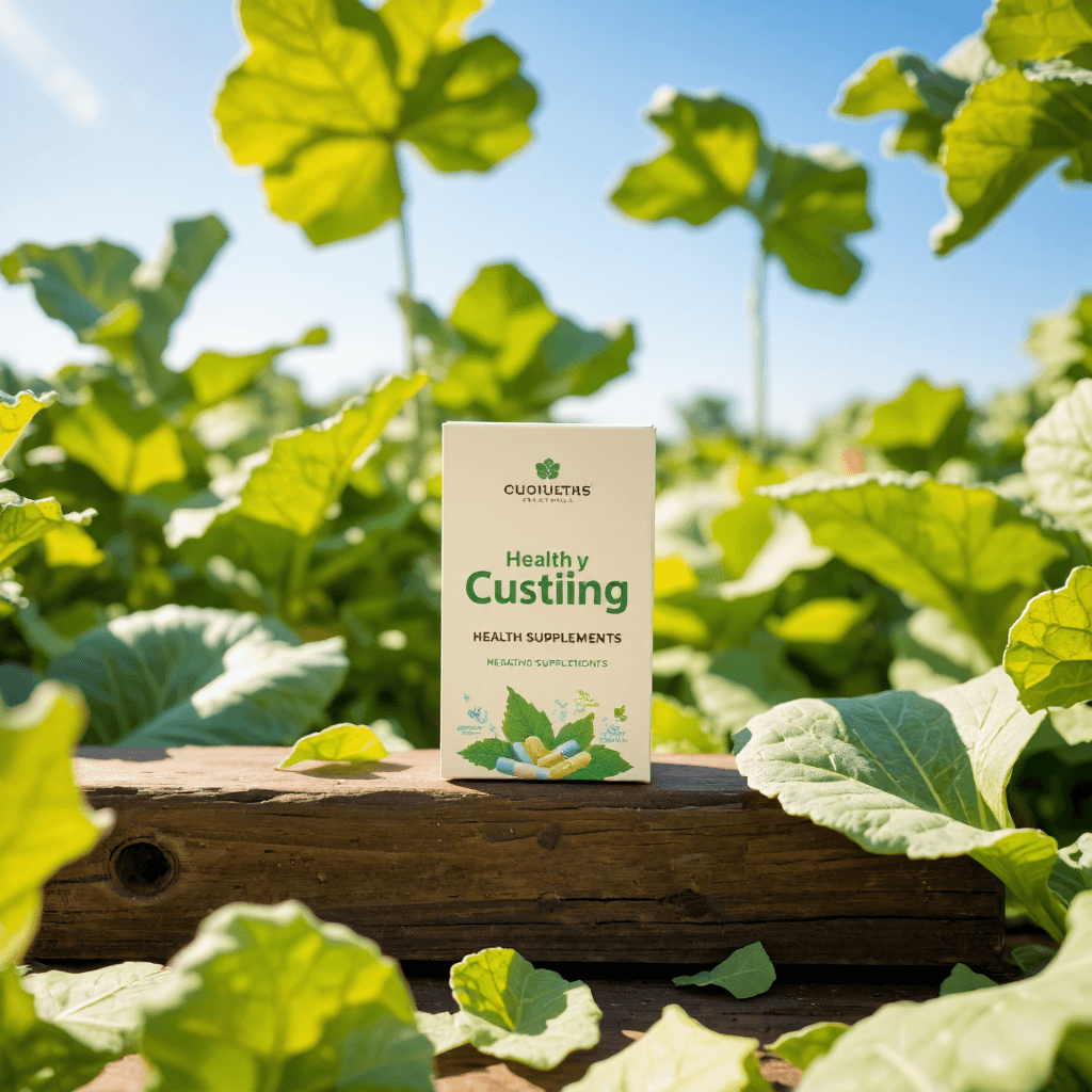 product photography of a box of cabbage pills for health supplements