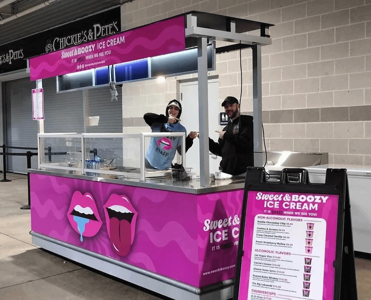 Sweet & Boozy ice cream stand cart at Allegiant stadium