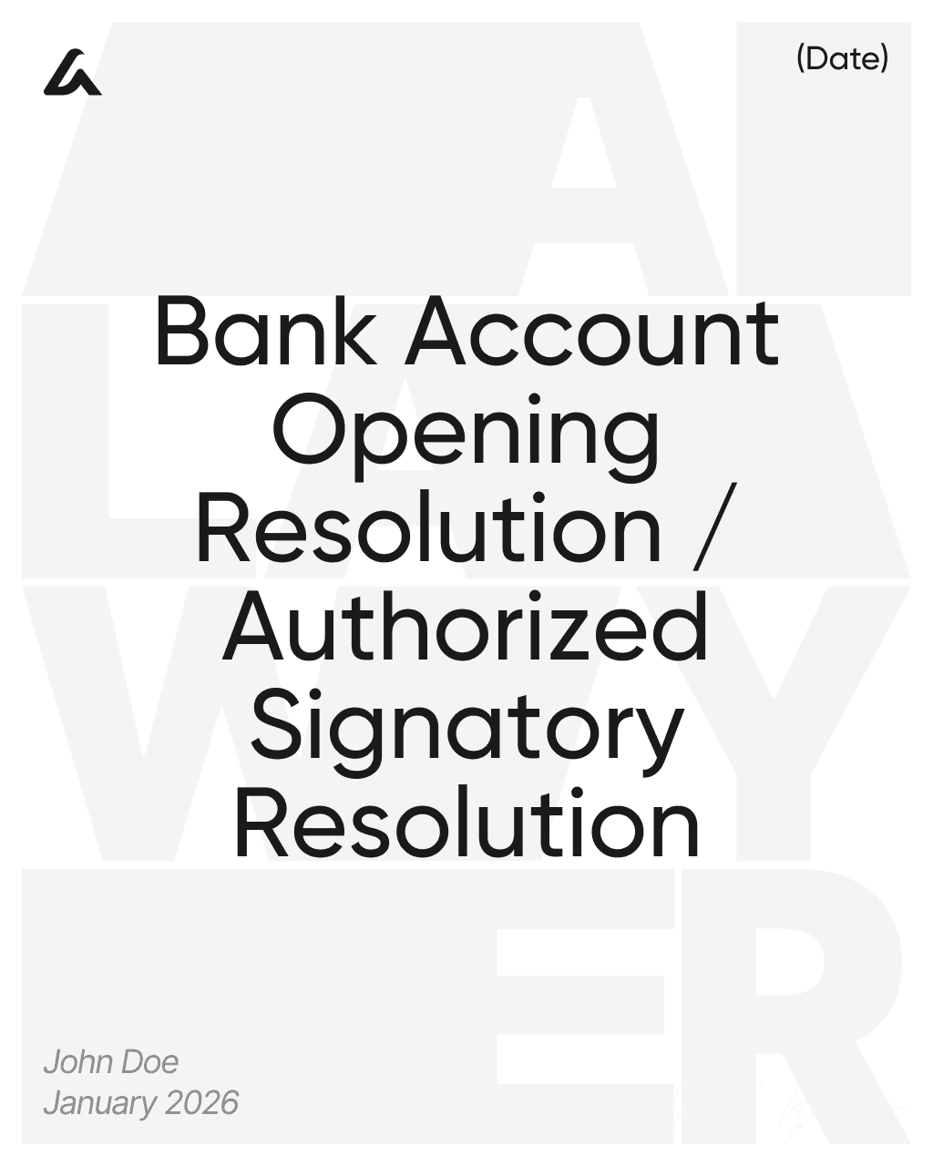 Bank Account Opening Resolution / Authorized Signatory Resolution