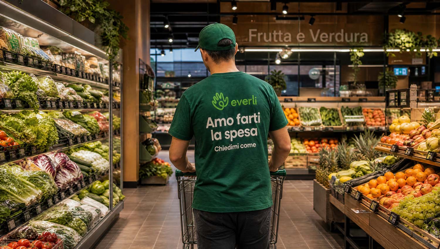 Fresh produce aisle inside an Italian supermarket
