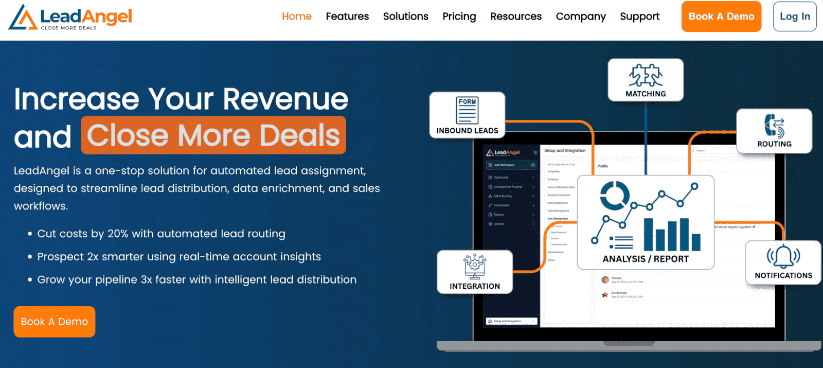 Home page screenshot of LeadAngel