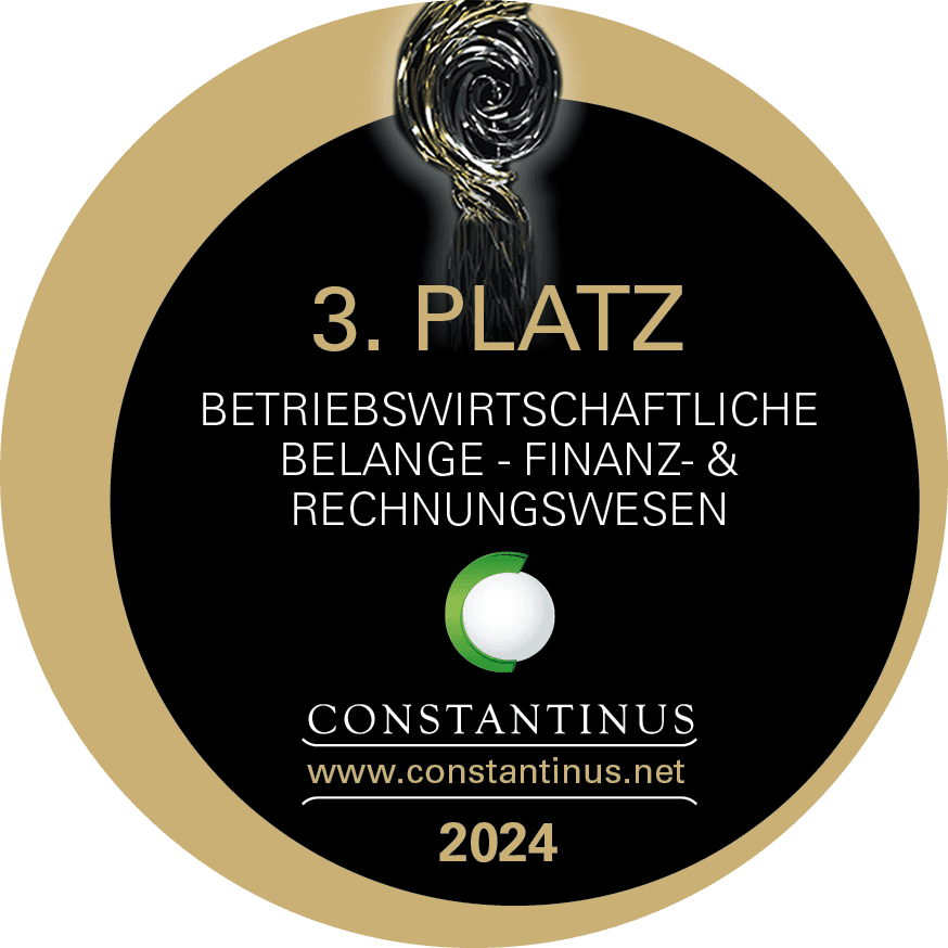 Constantinus Preis 2024-3. Platz Betriebswirtschaftliche Belange - Finanz & Rechnungswesen