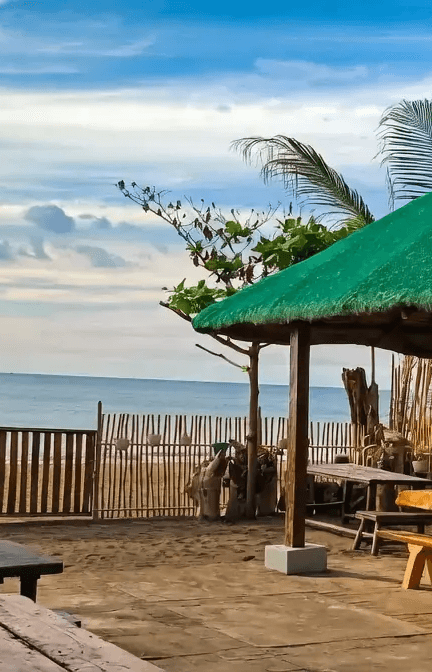 Infinity pool at golden hour with sea view at Oktowaves Hotel Nasugbu, Batangas