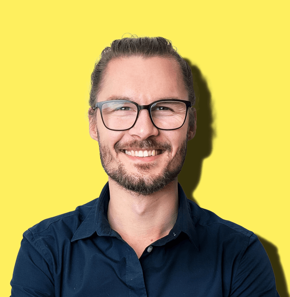 A portrait of a Vibrant employee with colorful background