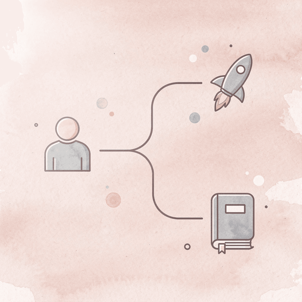 Icon showing generic advice splitting into personalized guidance paths