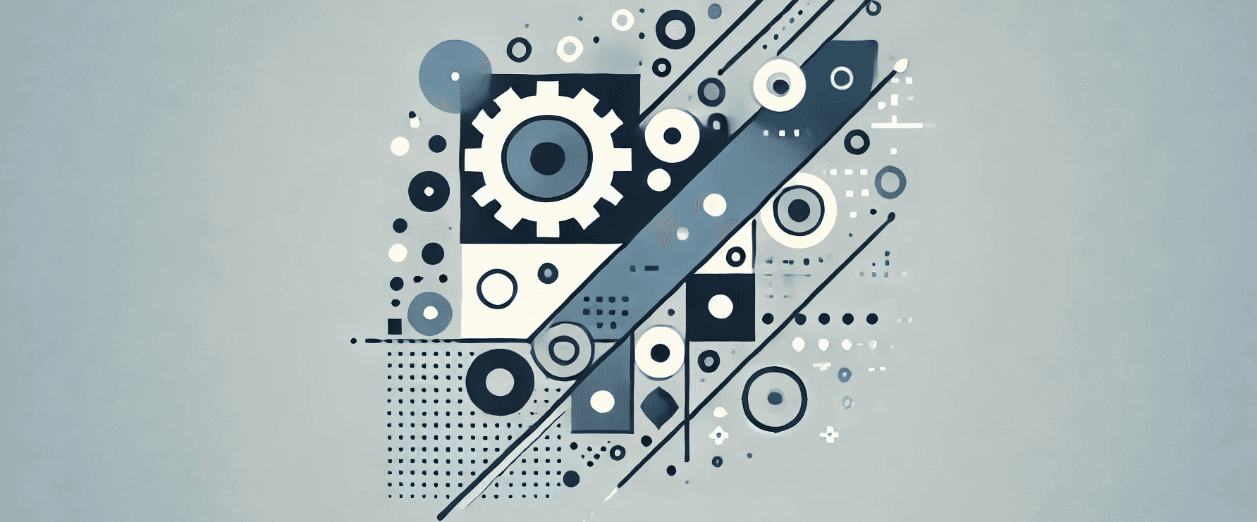 Abstract logo-style design representing engineering decision-making, featuring geometric shapes and smooth lines in shades of blue, grey, and white. The design subtly evokes innovation and problem-solving through minimalist symbols, such as gears and arrows, without any text.