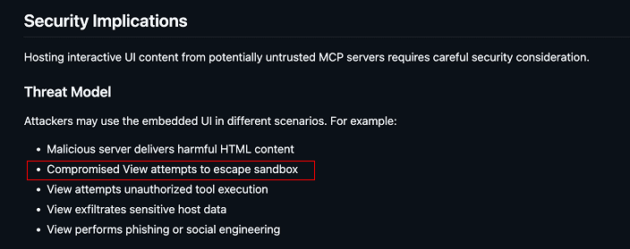 Threat model Cursor must expect when implementing MCP Apps.