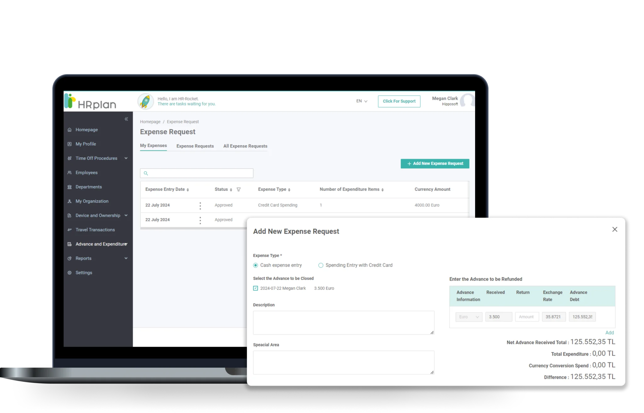 HRplan Advance and Expense Management Desktop and Mobile