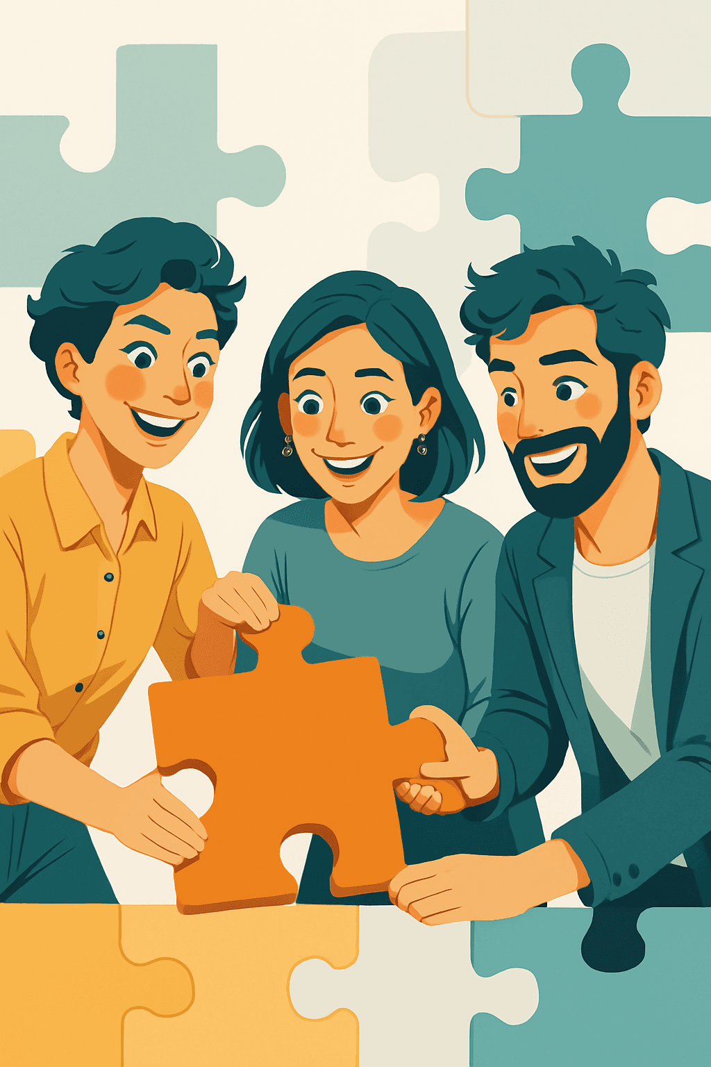 People working together to solve a puzzle