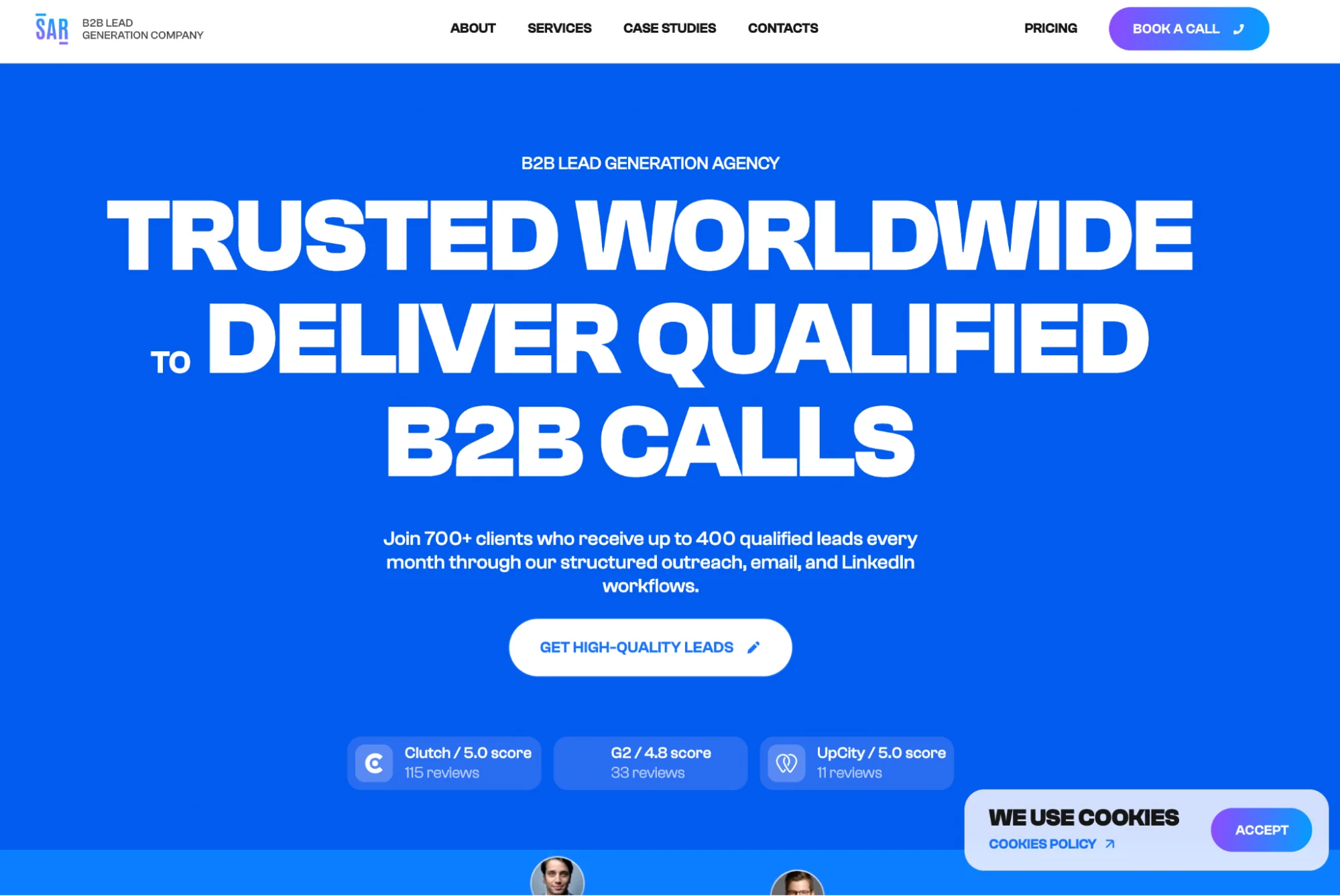 SalesAR homepage: outsourced appointment setting and B2B lead generation agency