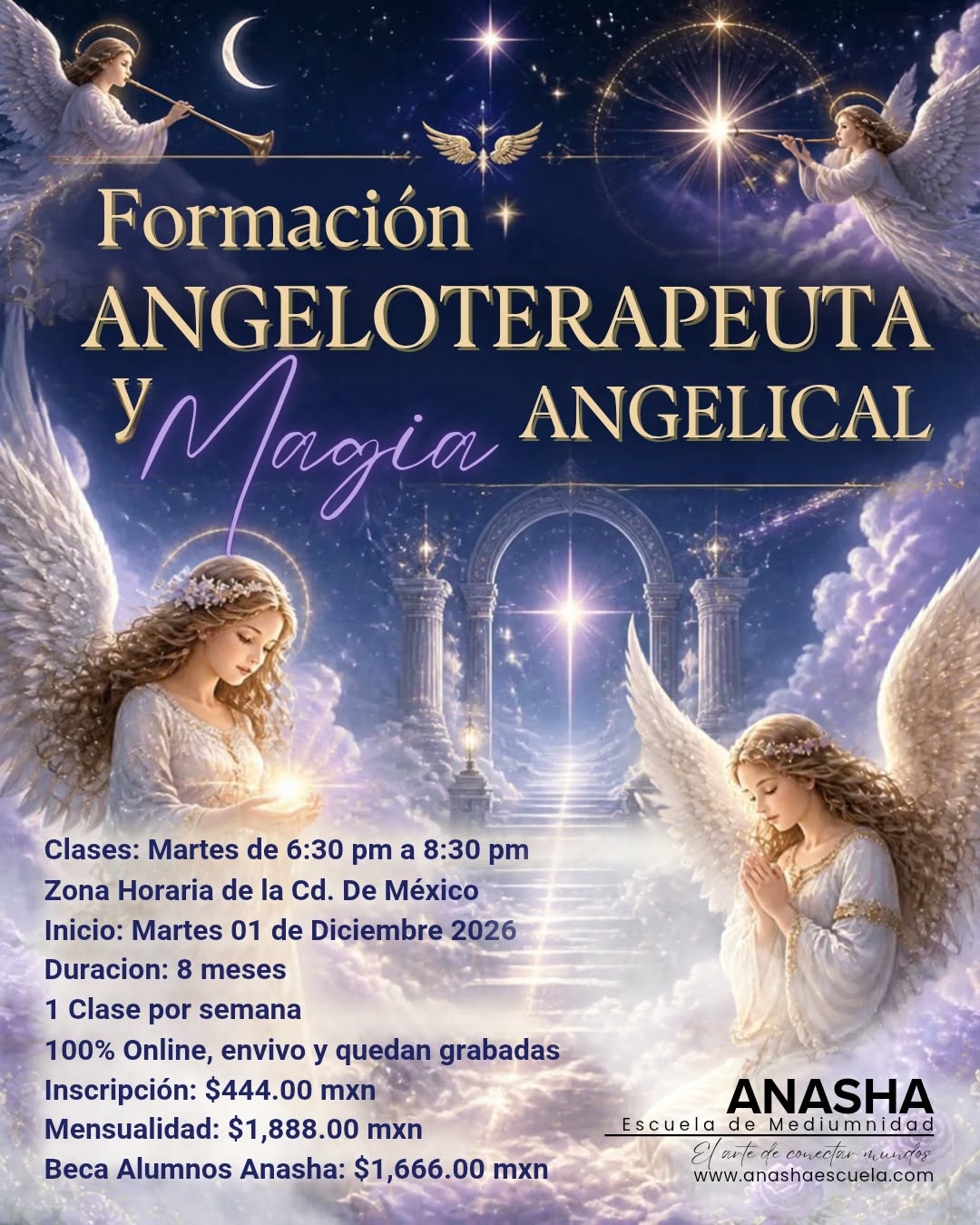 Formación Angeloterapeuta y Magia Angelical en Anasha Escuela de Mediumnidad