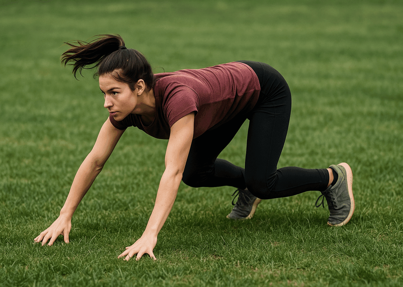 Quadrobics - Woman performing a wolf crawl