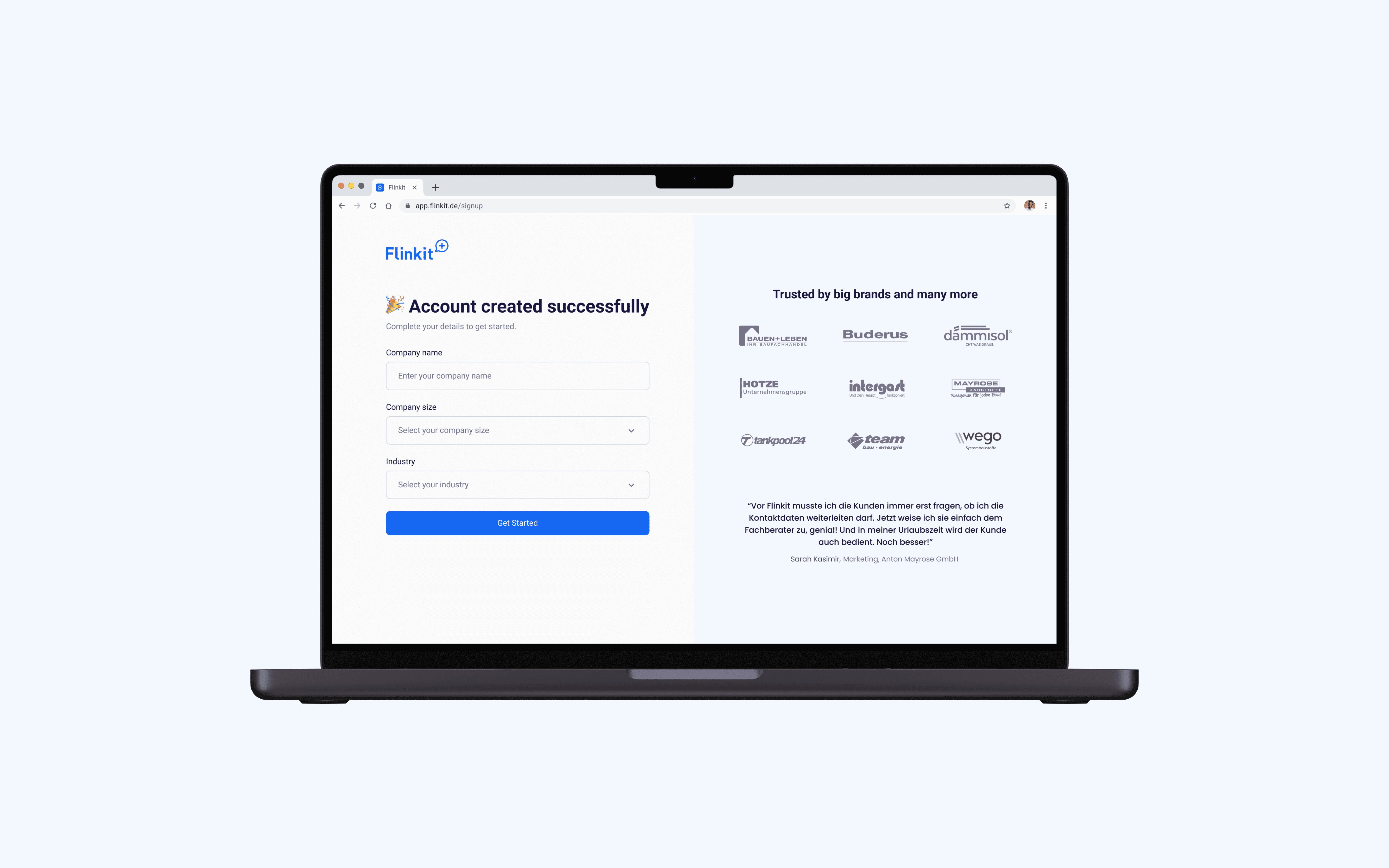 Flinkit registration image