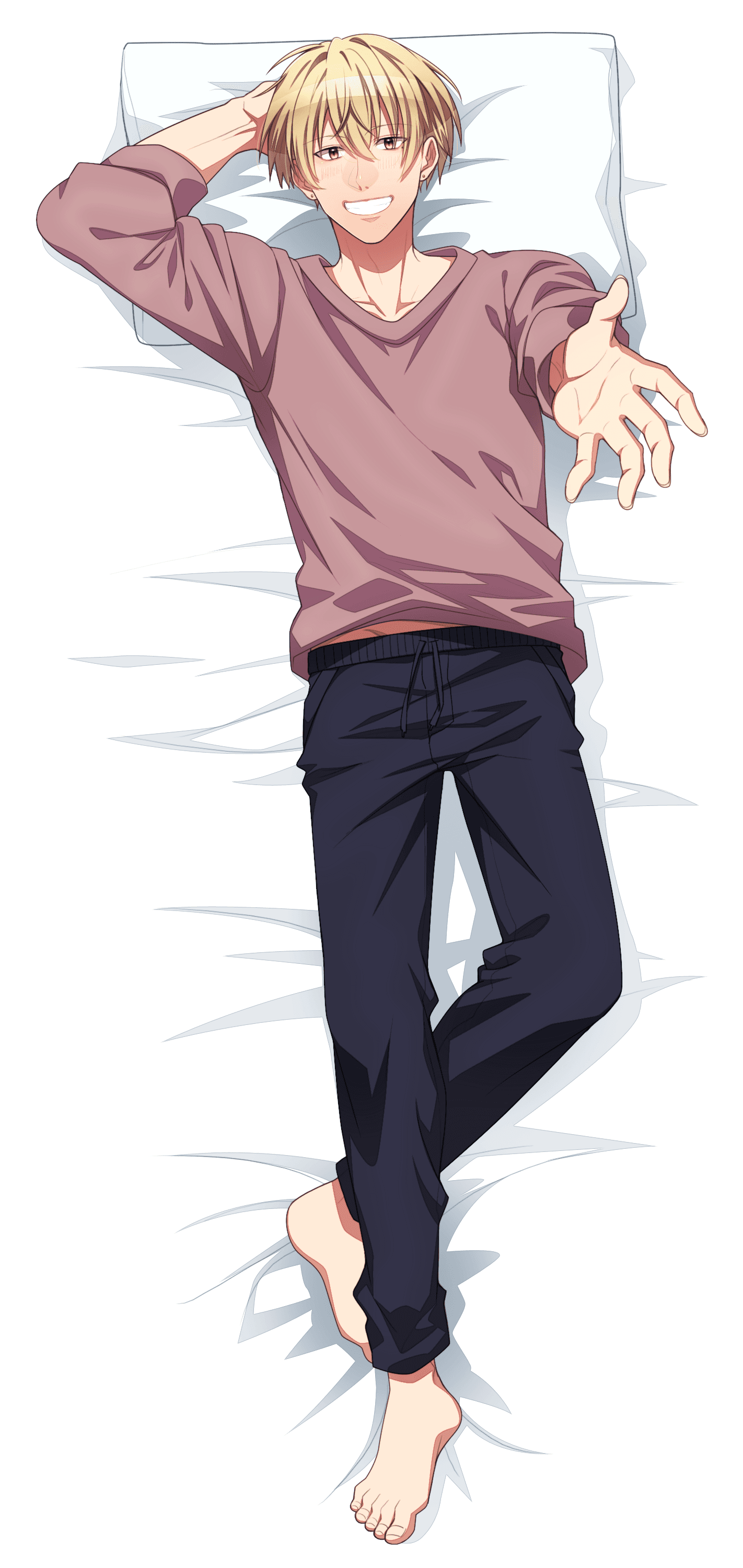 キャラクターが布団で寝ている添い寝シーツ絵