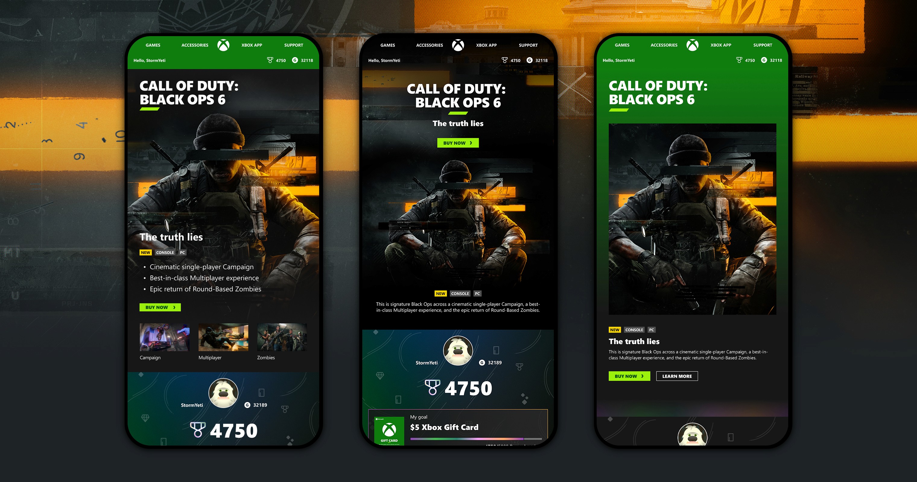 Screenshots of xbox emails featuring Call of duty black ops 6 for mobile