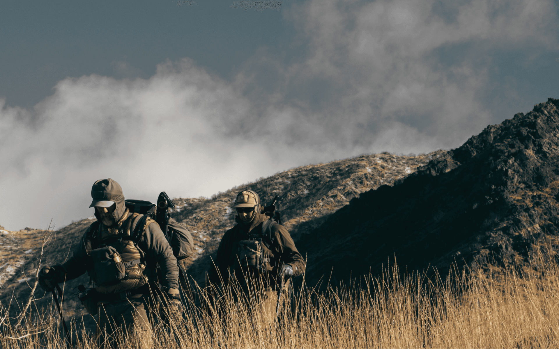 Two hunters on a sheep hunt in Utah