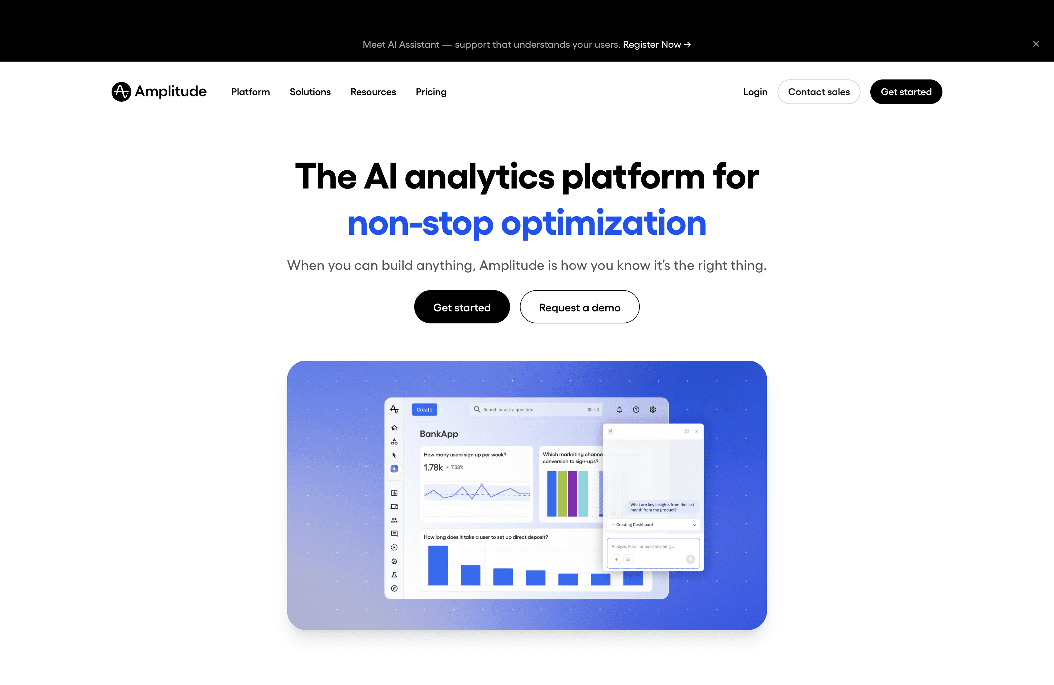 Amplitude product analytics platform for tracking user behavior, retention, and product engagement insights