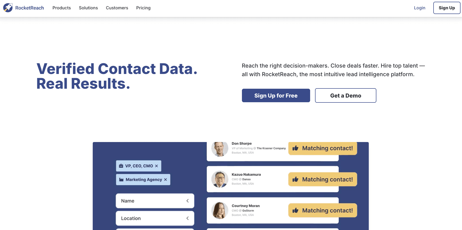 RocketReach homepage