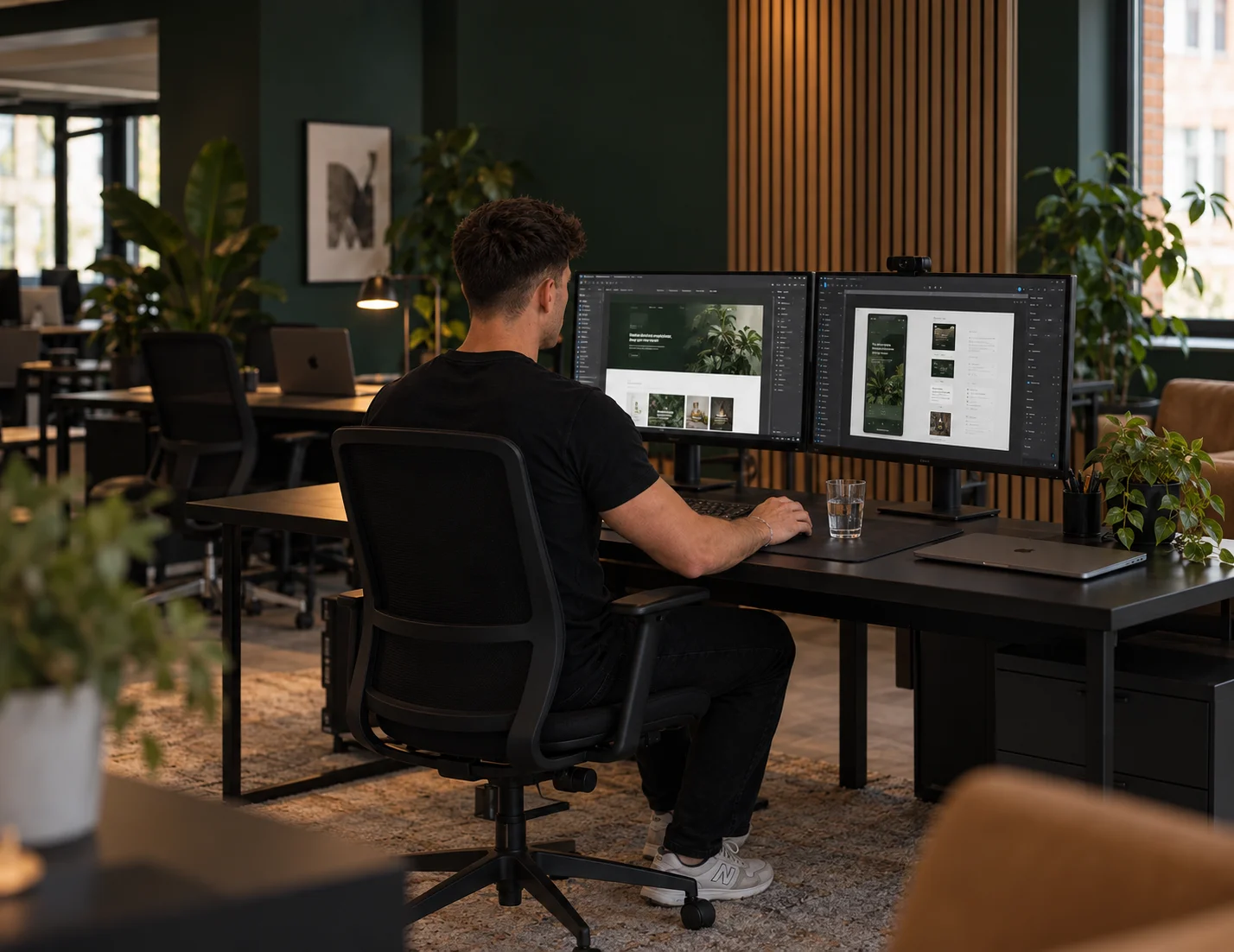 Mads Østergaard fra ME Digital arbejder ved sin computer.