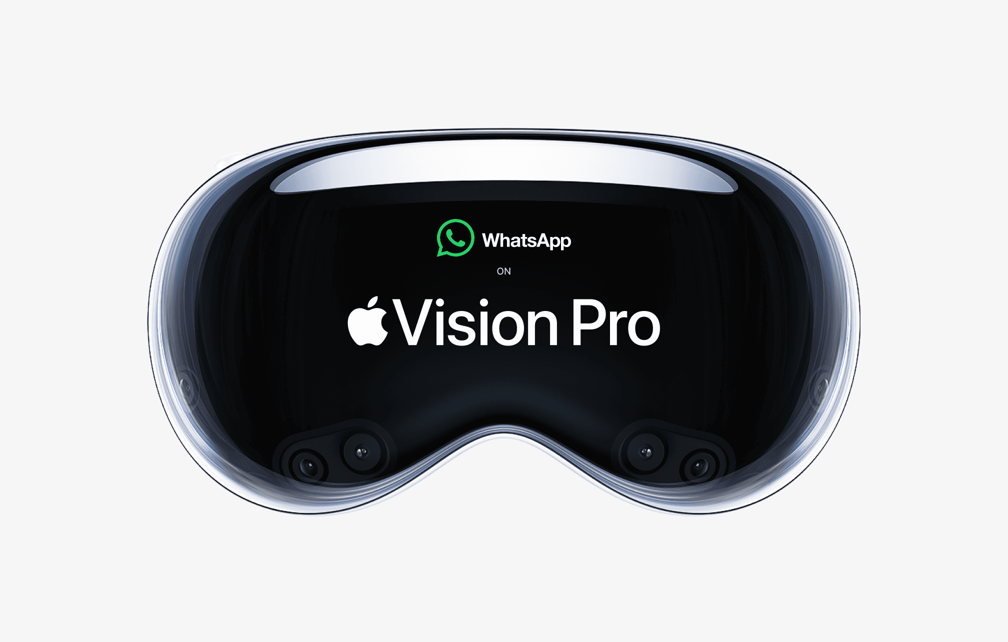 Apple vision Pro device with title "WhatsApp on Vision Pro"