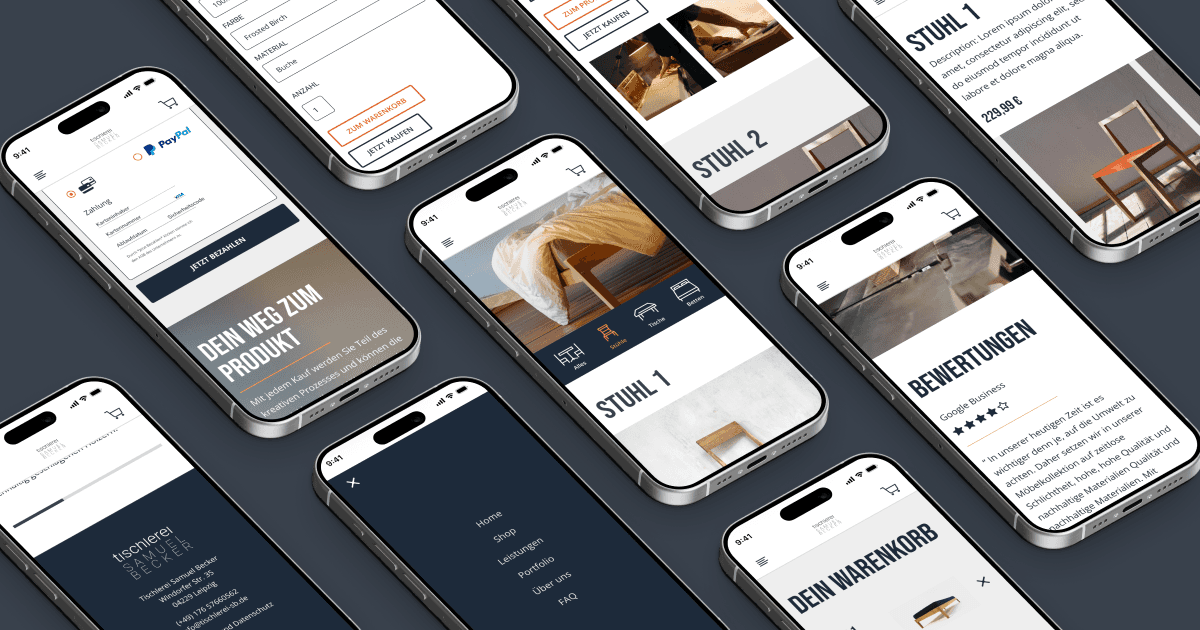 Screen UX Design der mobilen Website von Samuel Becker