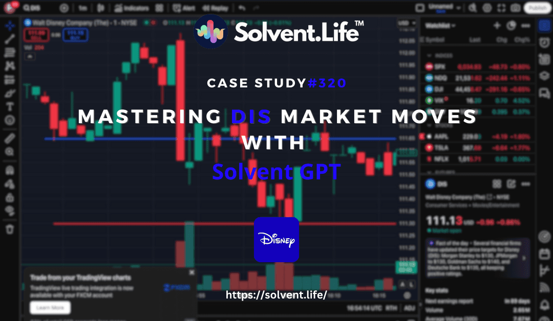 Disney stock chart showing price drop after AI trading prediction.