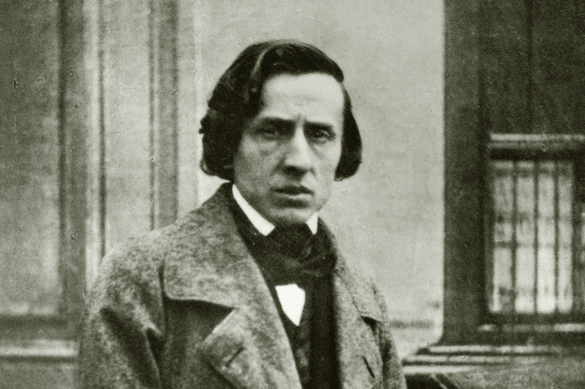 Black and white photo of Frederic Chopin