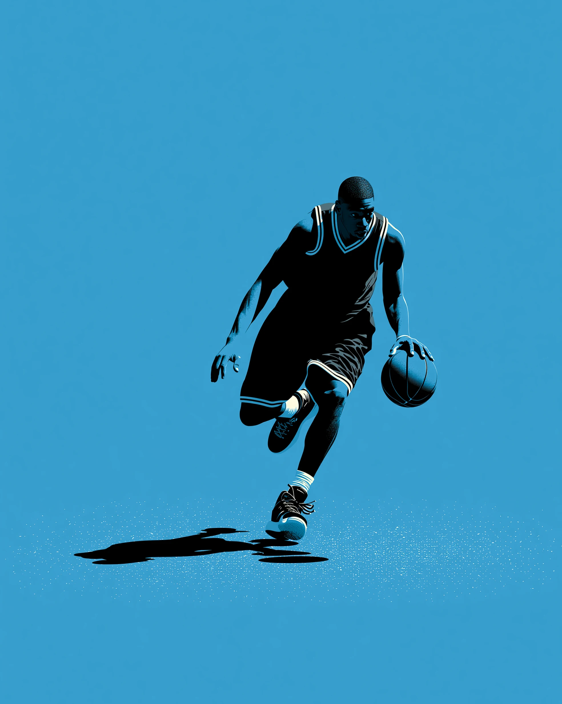 Basketball player dribbling ball